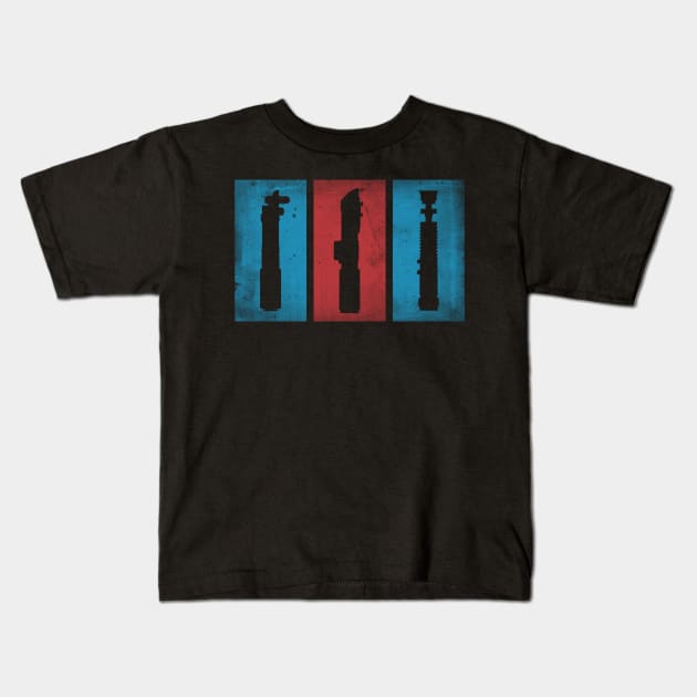 Classic Saber Trio Cutout Horizontal Kids T-Shirt by GraflexBank